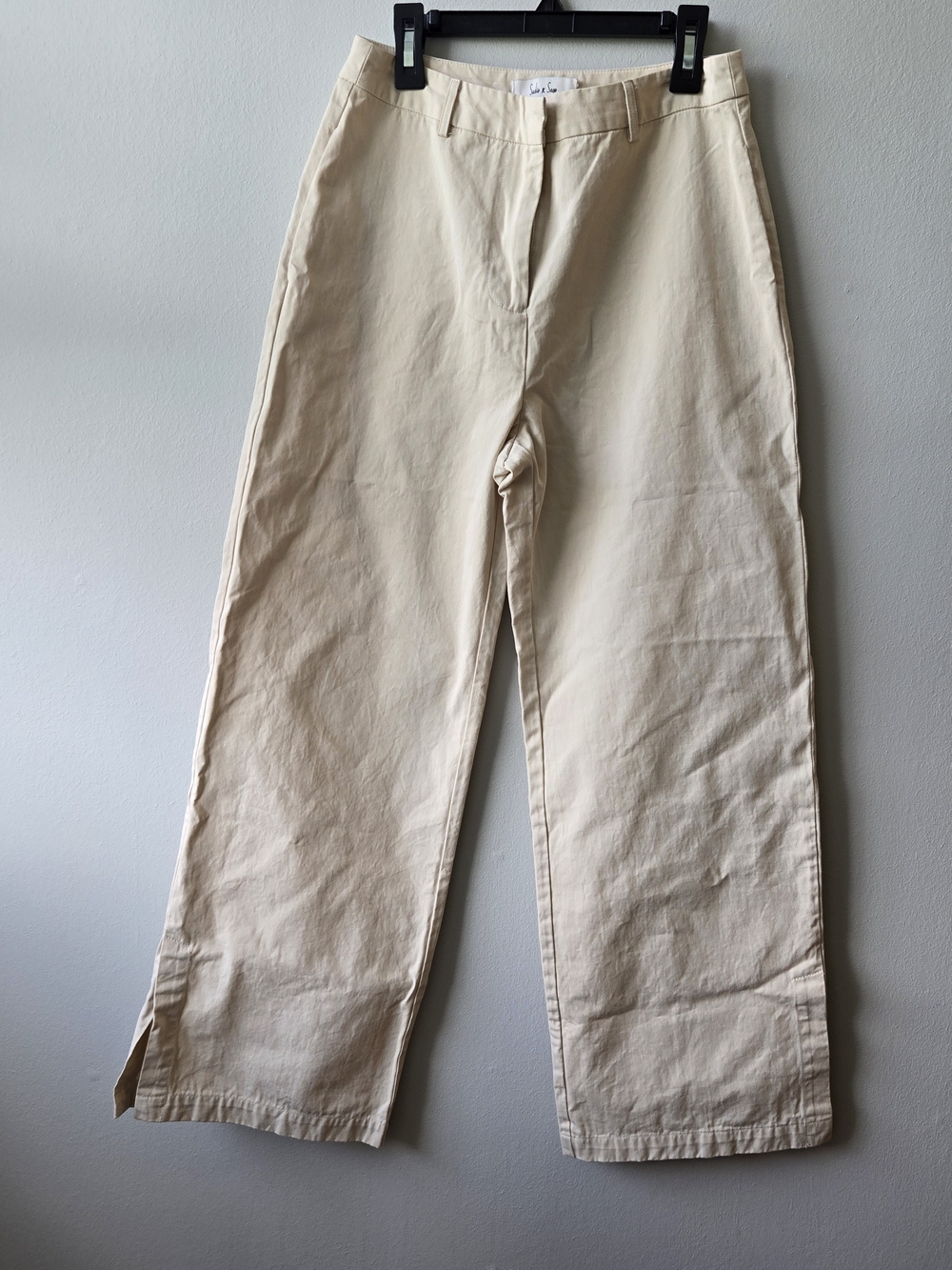 Sadie & Sage Cream Wide Leg Chino Pants Size S